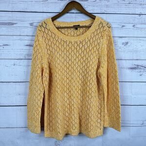 Talbots Sweater Womens 1X‎ Orange Open Knit Pull Over Chunky Crew Beachy